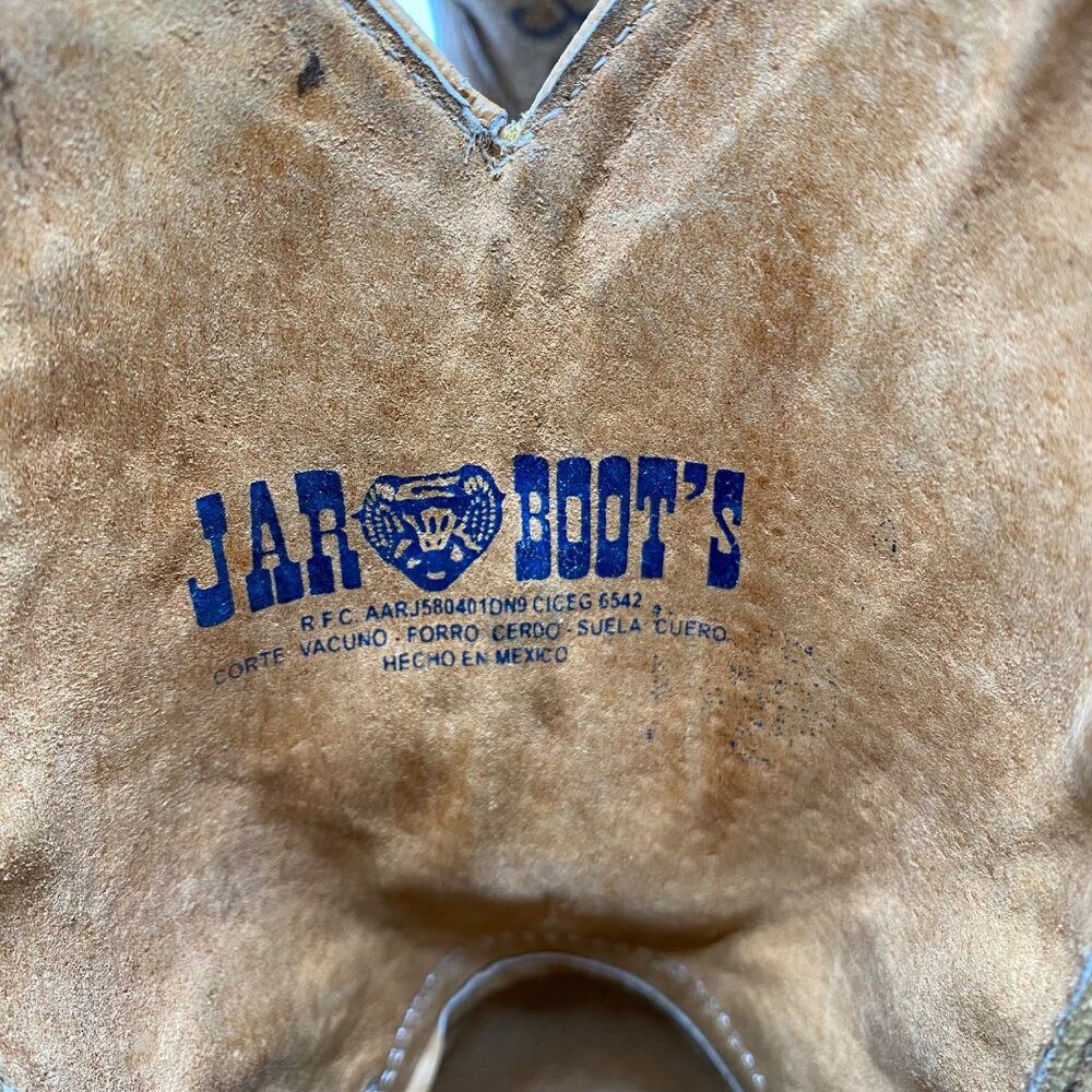 Jar Boot's Made in Mexico Tan Leather Cut-Out/Embroidery Snip Toe boots Girl 1 - Picture 12 of 14